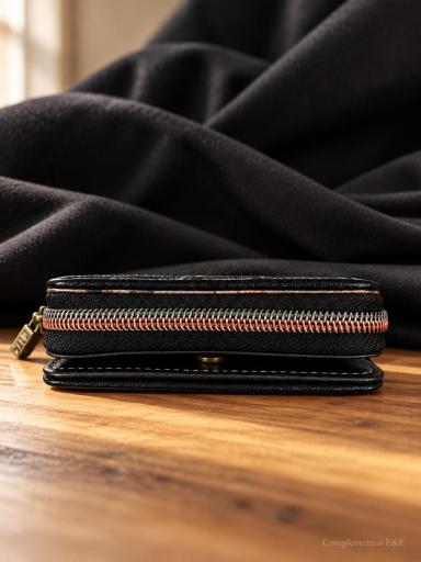 Interior monedero pequeño negro con tarjetero y espacio para foto [2]