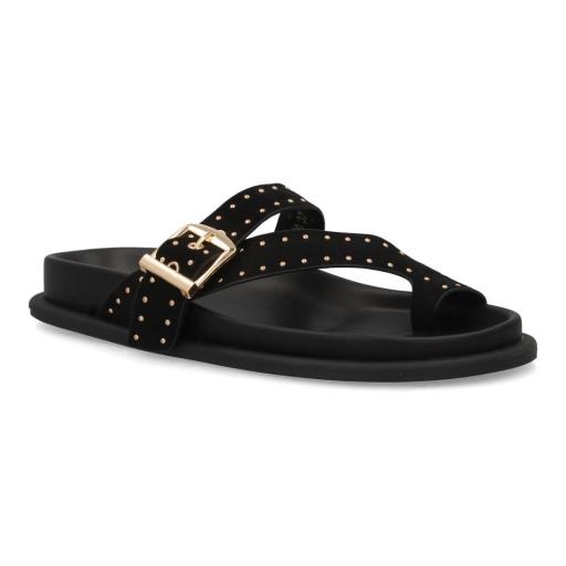 Sandalias negras mujer tiras cruzadas con hebilla [1]