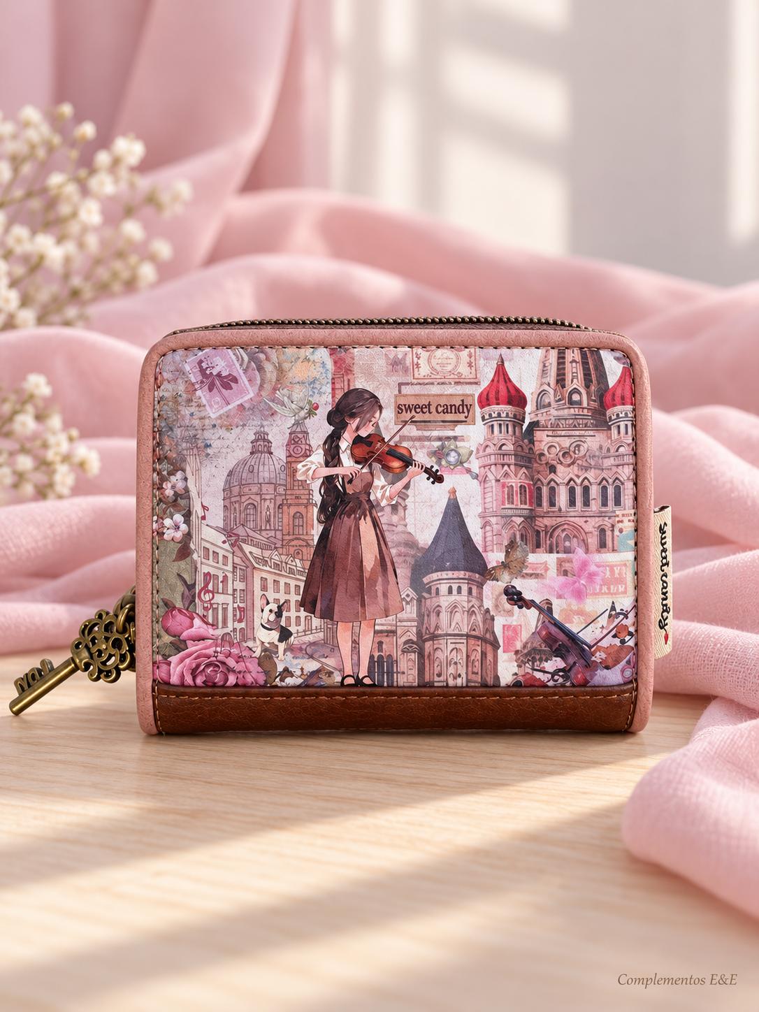 Monedero pequeño Sweet Candy rosa para mujer