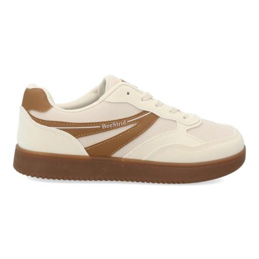 Deportivas de mujer beige y marrón con cordones y combinación de texturas [2]