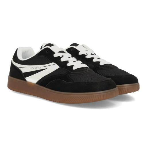 Zapatillas casual negras y blancas de mujer con suela caramelo [3]