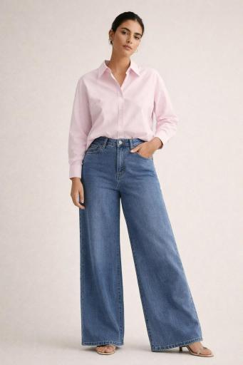 jeans wide leg mujer denim claro lavado tiro alto [0]