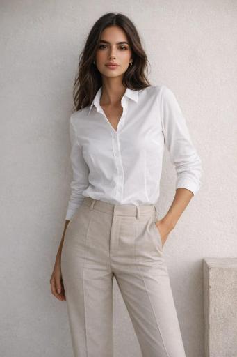 camisa algodon mujer blanca entallada [3]