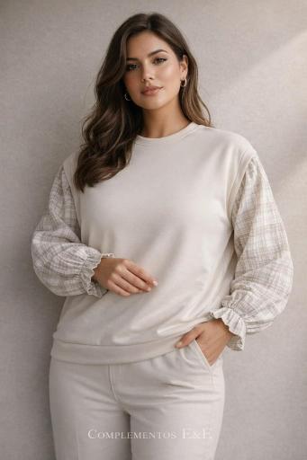 sudadera mujer curvy mangas cuadros [1]