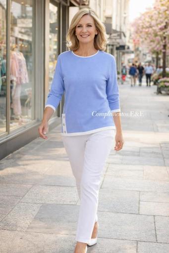 jersey mujer azul claro casual elegante [3]