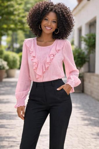 blusa mujer manga larga volantes [1]