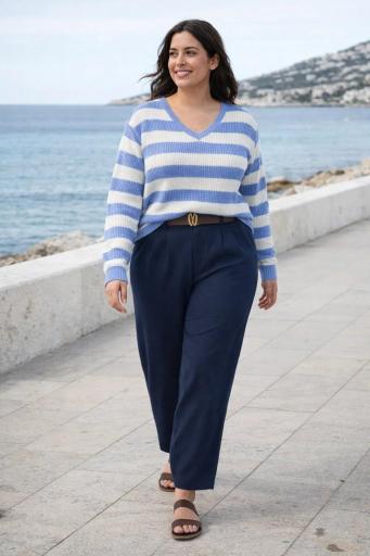 Pantalón mujer azul marino camal ancho mujer [2]