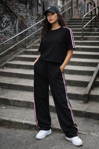 conjunto mujer casual negro pantalon fluido cintura elastica con camiseta [2]