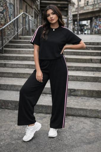 conjunto mujer negro dos piezas rayas laterales outfit urbano deportivo [0]