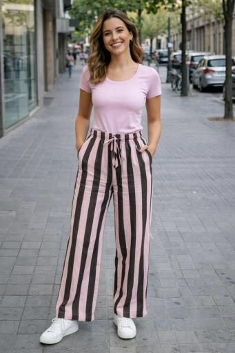 pantalon mujer comodo rayas verticales outfit casual primavera verano