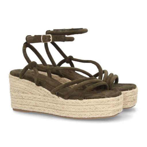sandalias cuña verde oliva mujer moda