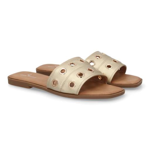 Sandalias planas doradas mujer elegantes verano [1]