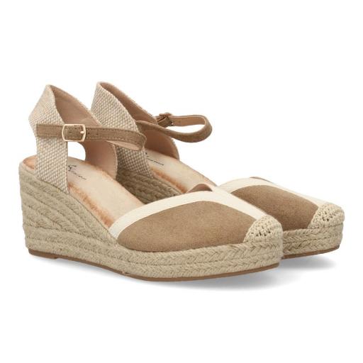 Alpargatas cuña mujer kaki con pulsera