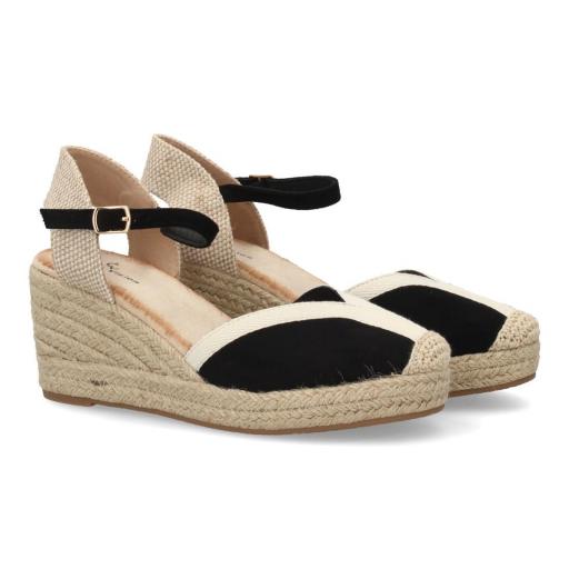 Alpargatas negras mujer yute cuña verano [1]