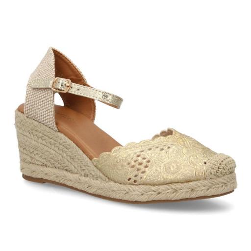 alpargatas doradas mujer cuña esparto [2]