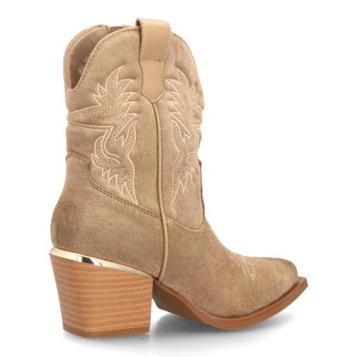 Botas cowboy de mujer kaki con bordados western y tacón ancho. [2]