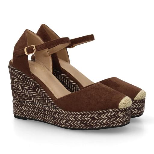 cuñas mujer marron plataforma esparto