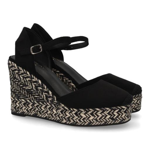 sandalias mujer negras cuña verano elegantes [3]