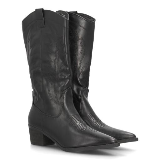 Botas cowboy mujer negras de caña alta con tacón [0]