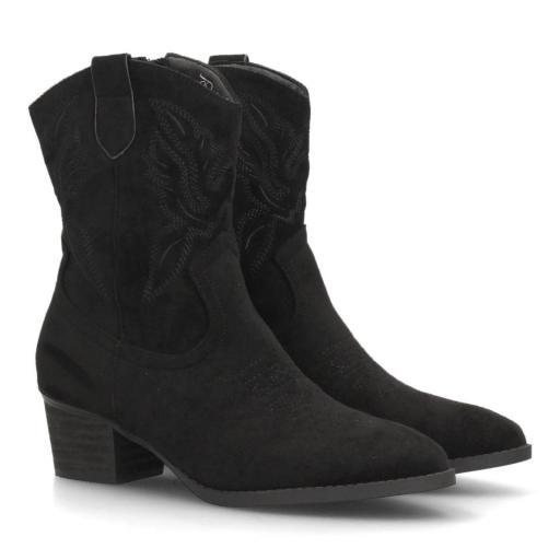 Botas cowboy mujer negras efecto ante con tacón [1]