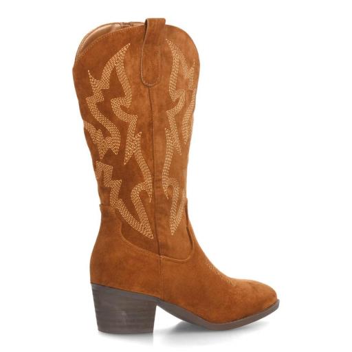 Botas cowboy mujer camel efecto ante con tacón [1]