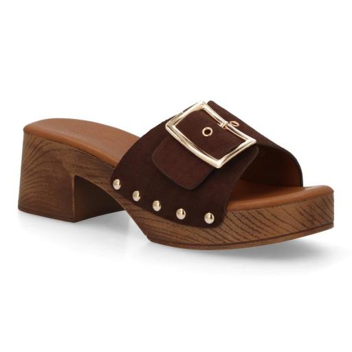 Sandalias plataforma mujer efecto madera elegantes