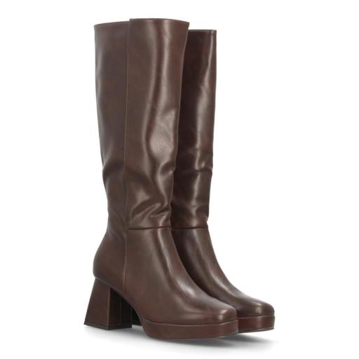 Botas altas mujer marrones con tacón ancho y plataforma [1]