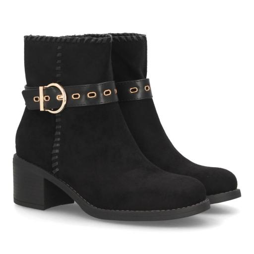 Botines mujer negros con hebilla y tacón ancho [1]