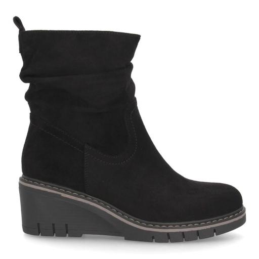 Botines negros casual de mujer con caña fruncida y cuña. [3]