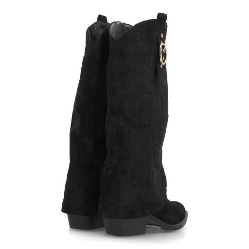 Botas cowboy negras con estampado cocodrilo y hebilla [2]