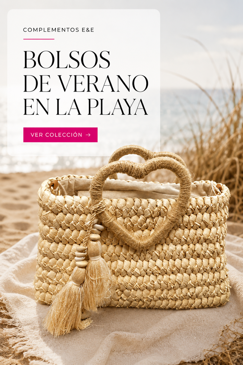 Bolso de rafia beige para verano, ideal para looks de playa y vacaciones.