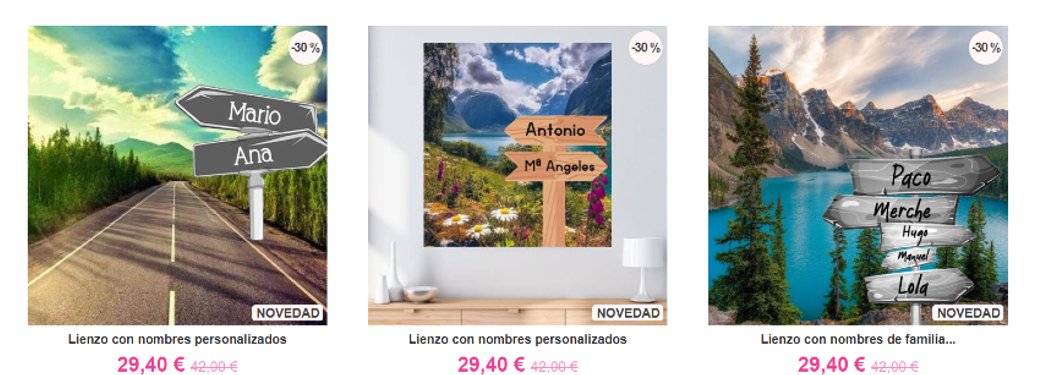 Lienzo Personalizado para Familia  Regalo con 5 Nombres en Complementos E&E