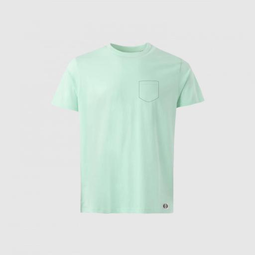 Camiseta unisex algodón orgánico bolsillo personalizado color aguamarina