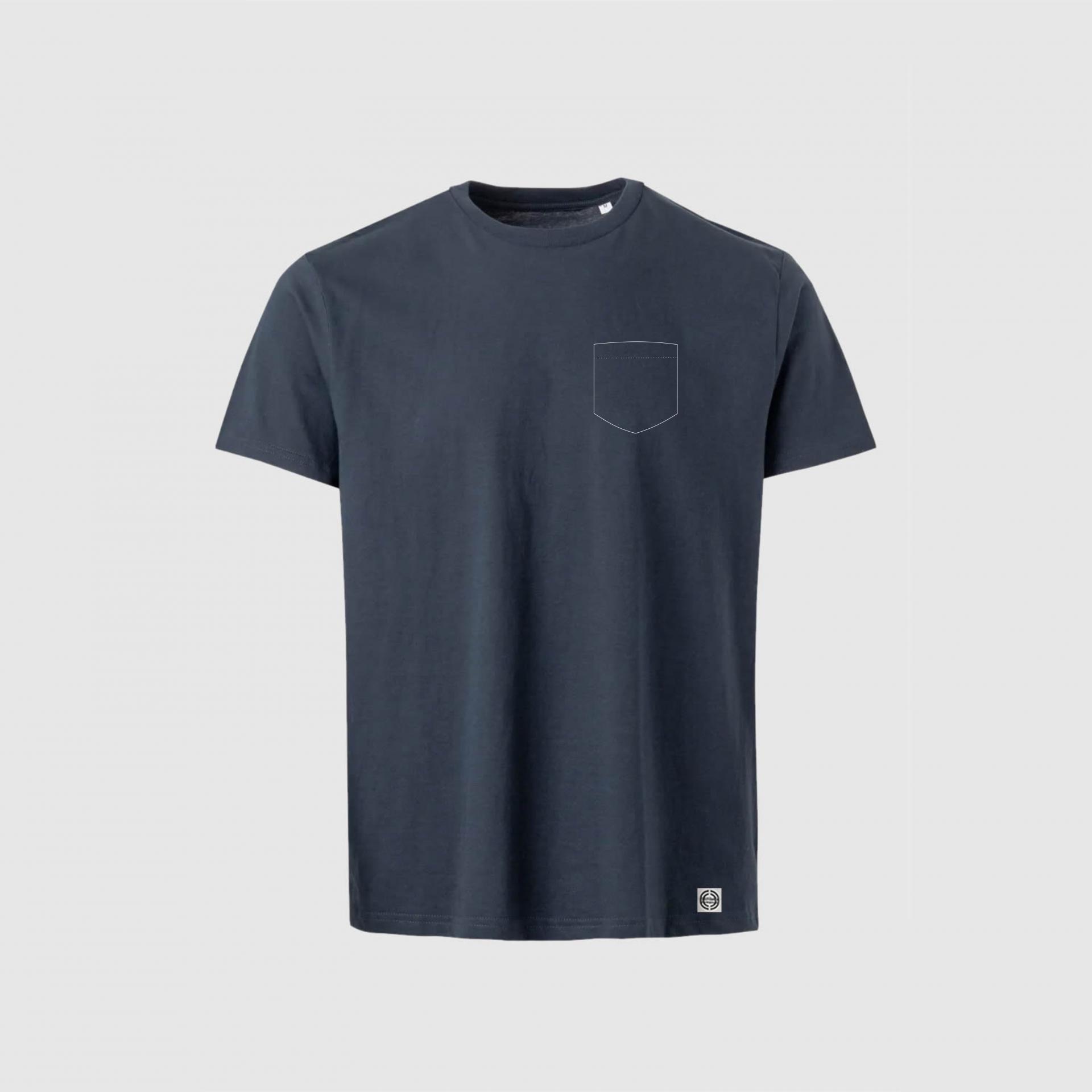 Camiseta unisex algodón orgánico bolsillo personalizado color azul marino