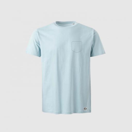 Camiseta unisex algodón orgánico bolsillo personalizado color azul palo