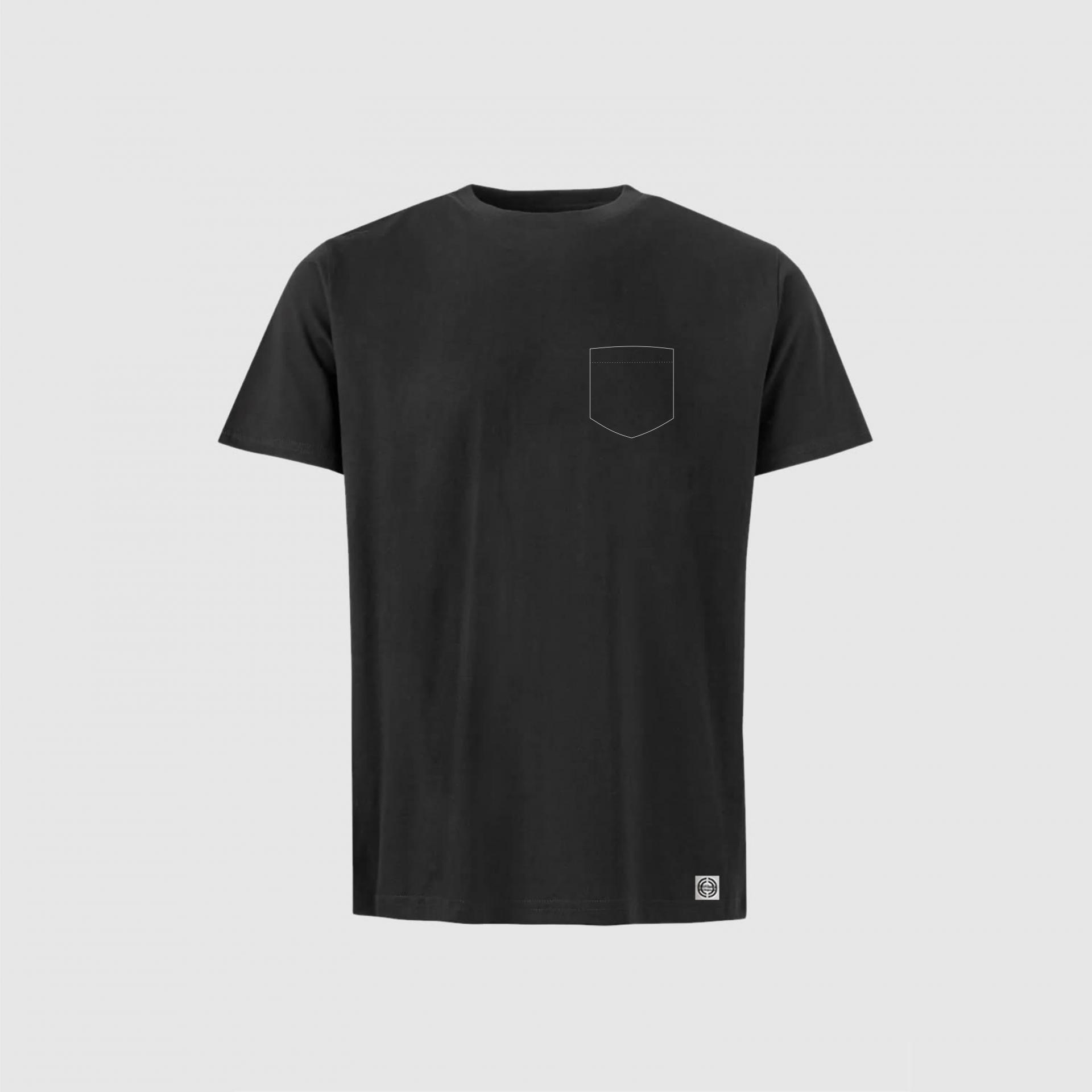 Camiseta unisex algodón orgánico bolsillo personalizado color negro