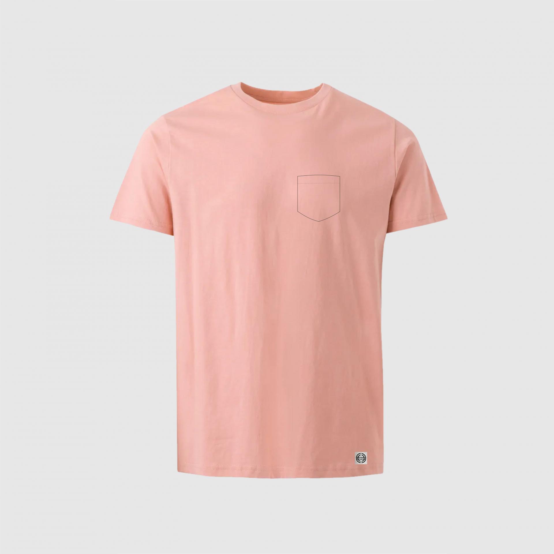 Camiseta unisex algodón orgánico bolsillo personalizado color rosa palo