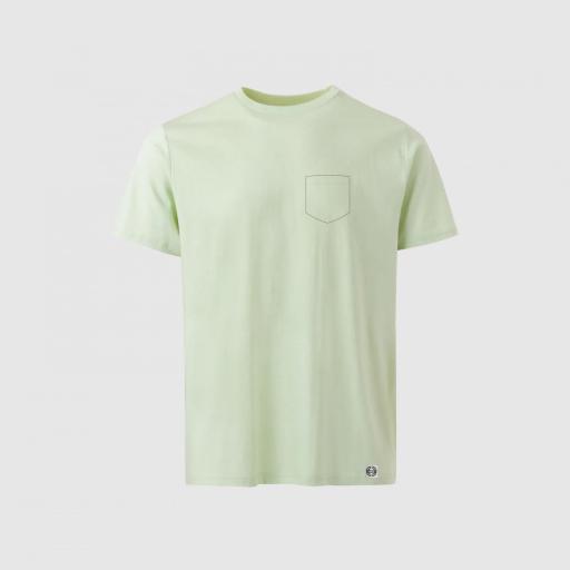 Camiseta unisex algodón orgánico bolsillo personalizado color verde suave