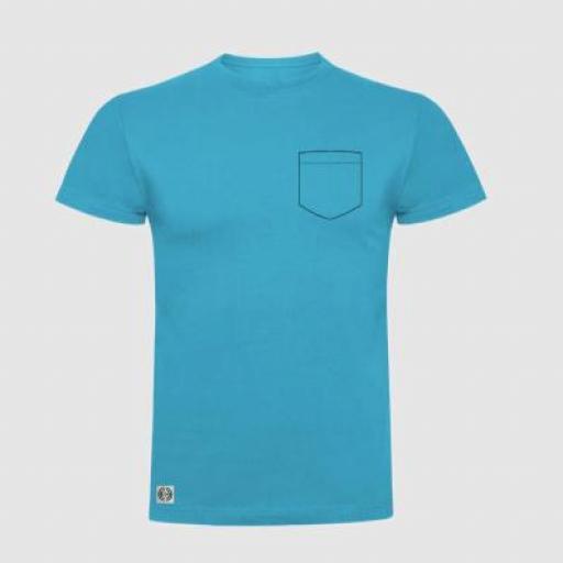 Camiseta unisex bolsillo personalizado color turquesa.  [0]