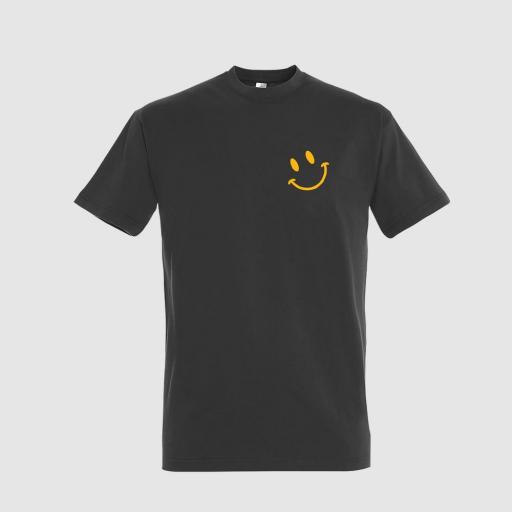 Camiseta unisex "Empujando Sonrisas" color gris oscuro