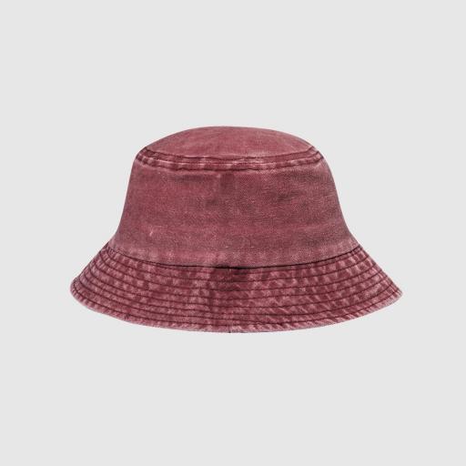 Gorro tipo bob de algodón efecto lavado color granate 