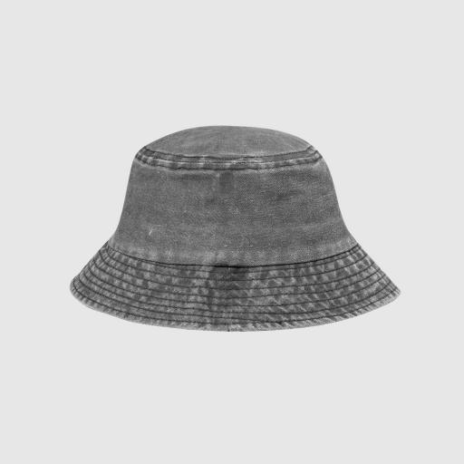 Gorro tipo bob de algodón efecto lavado color gris