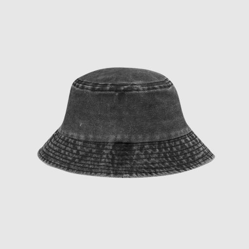 Gorro tipo bob de algodón efecto lavado color negro