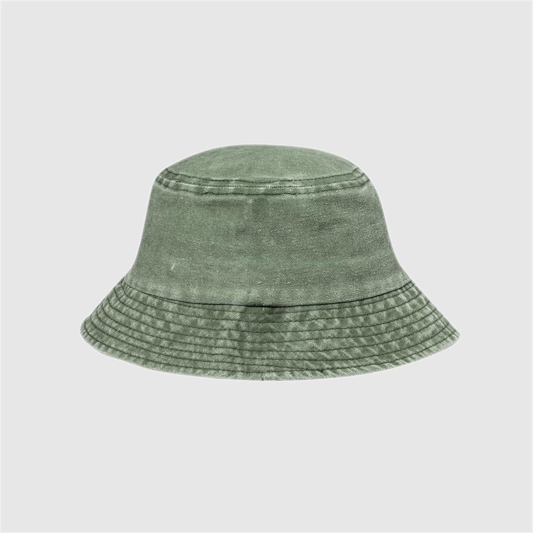Gorro tipo bob de algodón efecto lavado color verde