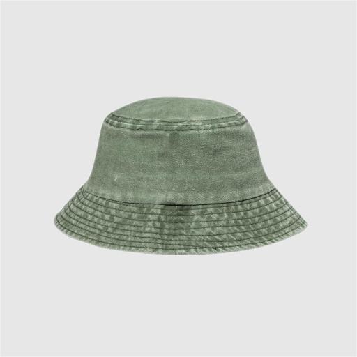 Gorro tipo bob de algodón efecto lavado color verde  [0]