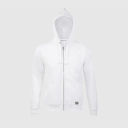 Sudadera capucha clásica con cremallera unisex "inicial pequeña" color blanco [0]