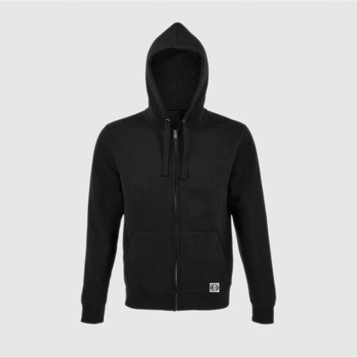 Sudadera capucha clásica con cremallera unisex "inicial pequeña" color negro