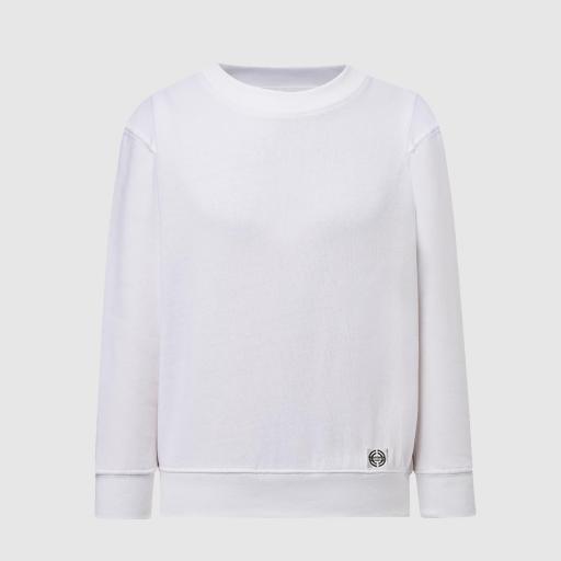Sudadera cuello redondo clásica Junior color blanco - Bordado personalizado 