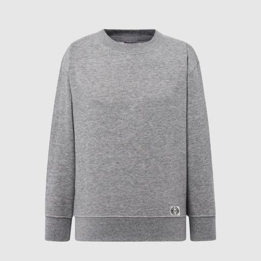 Sudadera cuello redondo clásica Junior color gris - Bordado personalizado 