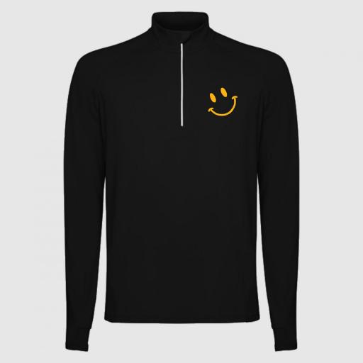 Sudadera Técnica Unisex - Media Cremallera "Empujando Sonrisas" - Color negro